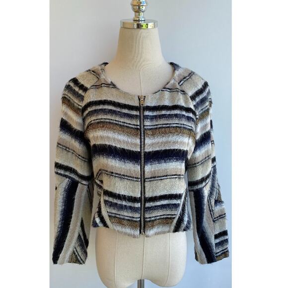 Vena Cava Jackets & Blazers - Vena Cava 💥 Stunning 💥 Gryphon cropped sweater jacket Blue Gold Tan White sz 4